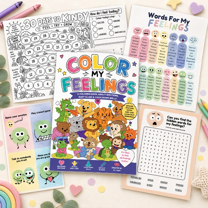 Kindergarten-readiness worksheets and emotional-literacy activities
