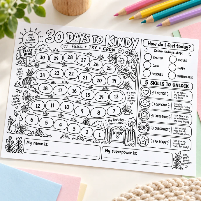 30 Days to Kindy printable kindergarten-readiness activity